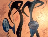 Jérôme et tOdor Jérôme et tOdor - Acrylique sur carton Toilé - Jérôme et Todor sont mes jongleurs de notes : l'un coule des basses tandis que l'autre souffle des notes plus légères ...